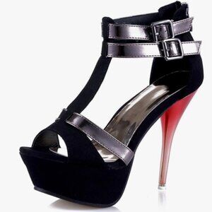 GATUXUS Open Toe Women Platform High Heel Shoes Strappy Pump for Party Prom